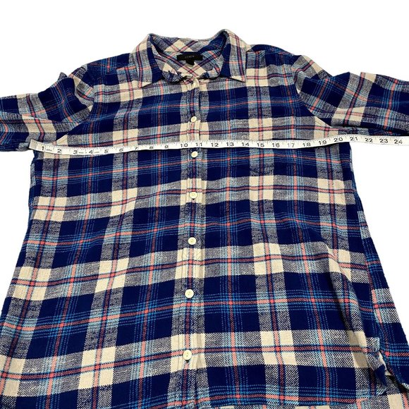J. Crew Shrunken Boy Flannel Plaid Shirt‎ Women's Size 10 - Picture 5 of 6